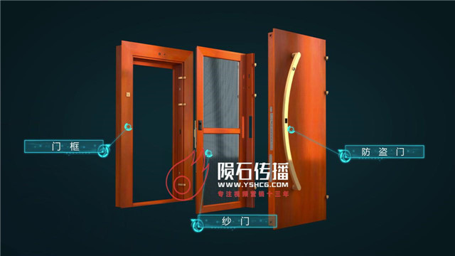 智能防盗纱门动画：巨源门窗